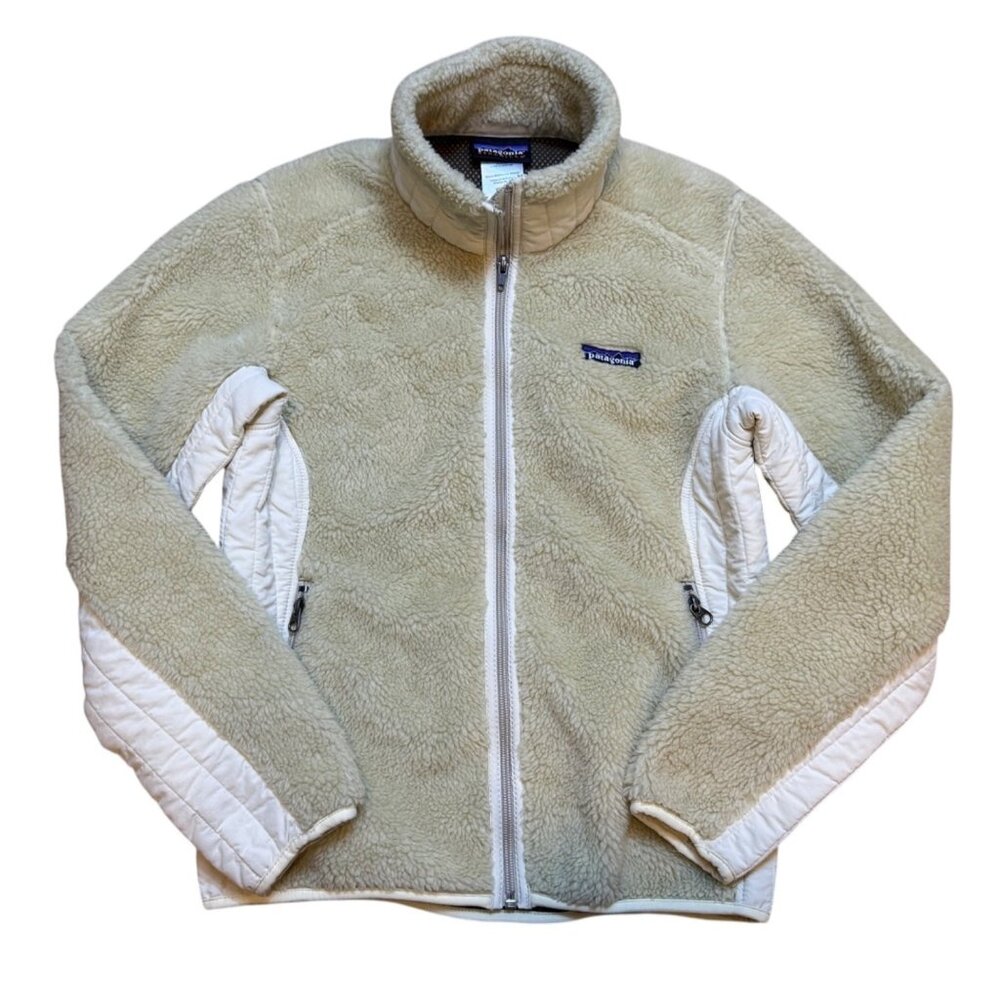 Patagonia Womens Synchilla Fleece Jacket S Beige & Cream Full-Zip Warm Outerwear